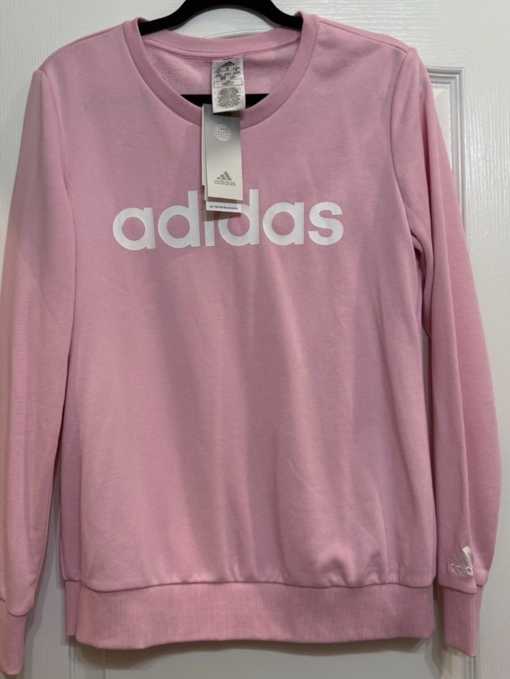 adidas Pink Crewneck Sweatshirt with White Logo Brand New Medium
